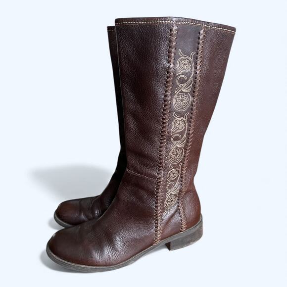 Matisse Brown Leather Mid-Calf Riding Boots Embroidered Western Boho Womens 8.5 - Picture 14 of 14